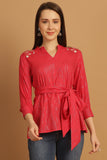 Rani Pink Pure Cotton Embroidered Short Top