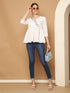 White Pure Cotton Embroidered Short Top