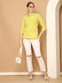 Parrot Green Pure Cotton Solid Short Top