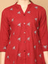 Maroon Pure Cotton Embroidered Short Top