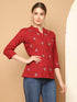 Maroon Pure Cotton Embroidered Short Top