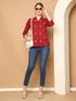 Maroon Pure Cotton Embroidered Short Top