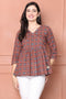 Orange Pure Cotton Floral Printed Short Top