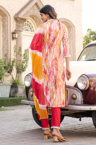 Multicolor Viscose Rayon Embroidered Straight Kurta & Pant With Dupatta