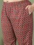 Maroon Pure Cotton Jaipuri Printed Plus Size Kurta & Pant With Dupatta