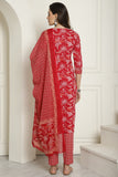 Pink & White Pure Cambric Cotton Embroidered Straight Kurta & Pant With Dupatta