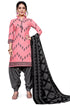 Peach Cotton Blend Printed Unstitched Salwar Suit Material