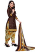 Brown Cotton Blend Printed Unstitched Salwar Suit Material