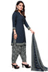 Navy Blue Cotton Blend Printed Unstitched Salwar Suit Material