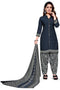 Navy Blue Cotton Blend Printed Unstitched Salwar Suit Material