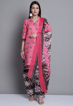 Load image into Gallery viewer, Light Pink Polyester Cotton Printed Salwar Suit with Dupatta