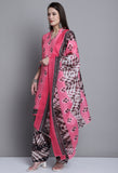 Light Pink Polyester Cotton Printed Salwar Suit with Dupatta