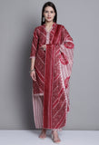 Maroon Polyester Cotton Printed Salwar Suit with Dupatta