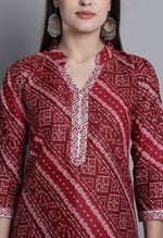Load image into Gallery viewer, Maroon Polyester Cotton Printed Salwar Suit with Dupatta
