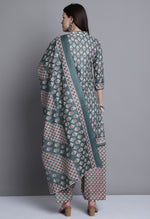 Load image into Gallery viewer, Light Green Polyester Cotton Printed Salwar Suit with Dupatta
