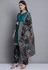 Green Polyester Cotton Printed Salwar Suit with Dupatta