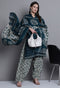 Green Polyester Cotton Printed Salwar Suit with Dupatta