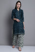 Green Polyester Cotton Printed Salwar Suit with Dupatta