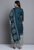Green Polyester Cotton Printed Salwar Suit with Dupatta