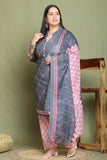 Grey Cotton Blend Printed Ready to Wear Patiala Salwar Suit