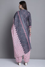 Load image into Gallery viewer, Grey Polyester Cotton Printed Salwar Suit with Dupatta