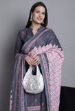 Grey Polyester Cotton Printed Salwar Suit with Dupatta