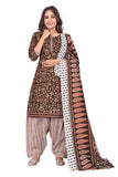 Brown Cotton Blend Printed Ready to Wear Patiala Salwar Suit