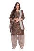 Brown Cotton Blend Printed Ready to Wear Patiala Salwar Suit