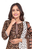 Brown Cotton Blend Printed Ready to Wear Patiala Salwar Suit