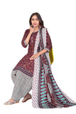 Wine Cotton Blend Printed Ready to Wear Patiala Salwar Suit