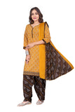 Mustard Cotton Blend Printed Ready to Wear Patiala Salwar Suit