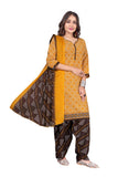 Mustard Cotton Blend Printed Ready to Wear Patiala Salwar Suit