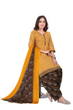 Mustard Cotton Blend Printed Ready to Wear Patiala Salwar Suit