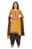 Mustard Cotton Blend Printed Ready to Wear Patiala Salwar Suit