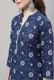 Navy Blue Cotton Printed Salwar Suit