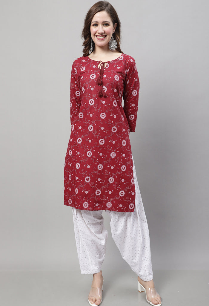 Rajnandini Maroon Cotton Printed Salwar Suit