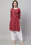 Maroon Cotton Printed Salwar Suit