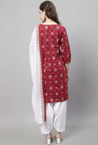 Maroon Cotton Printed Salwar Suit