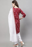 Maroon Cotton Printed Salwar Suit