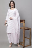 White Cotton Printed Salwar Suit