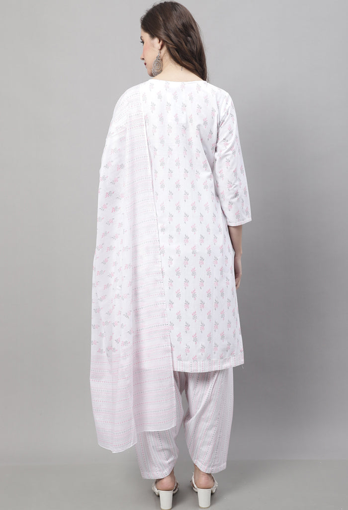 Rajnandini White Cotton Printed Salwar Suit