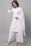 White Cotton Printed Salwar Suit