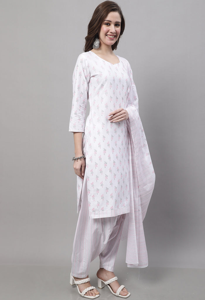 Rajnandini White Cotton Printed Salwar Suit