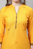 Yellow Cotton Pure Printed Salwar Suit with Dupatta