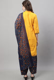 Yellow Cotton Pure Printed Salwar Suit with Dupatta