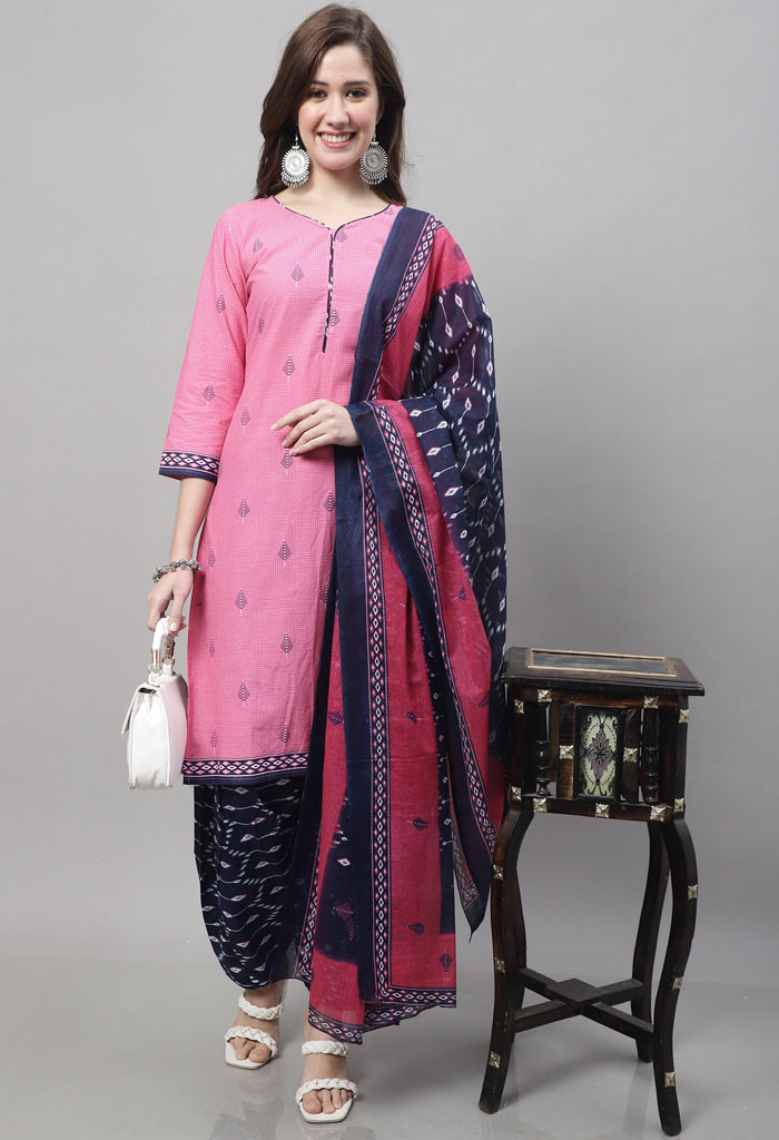 Rajnandini Pink Cotton Printed Salwar Suit
