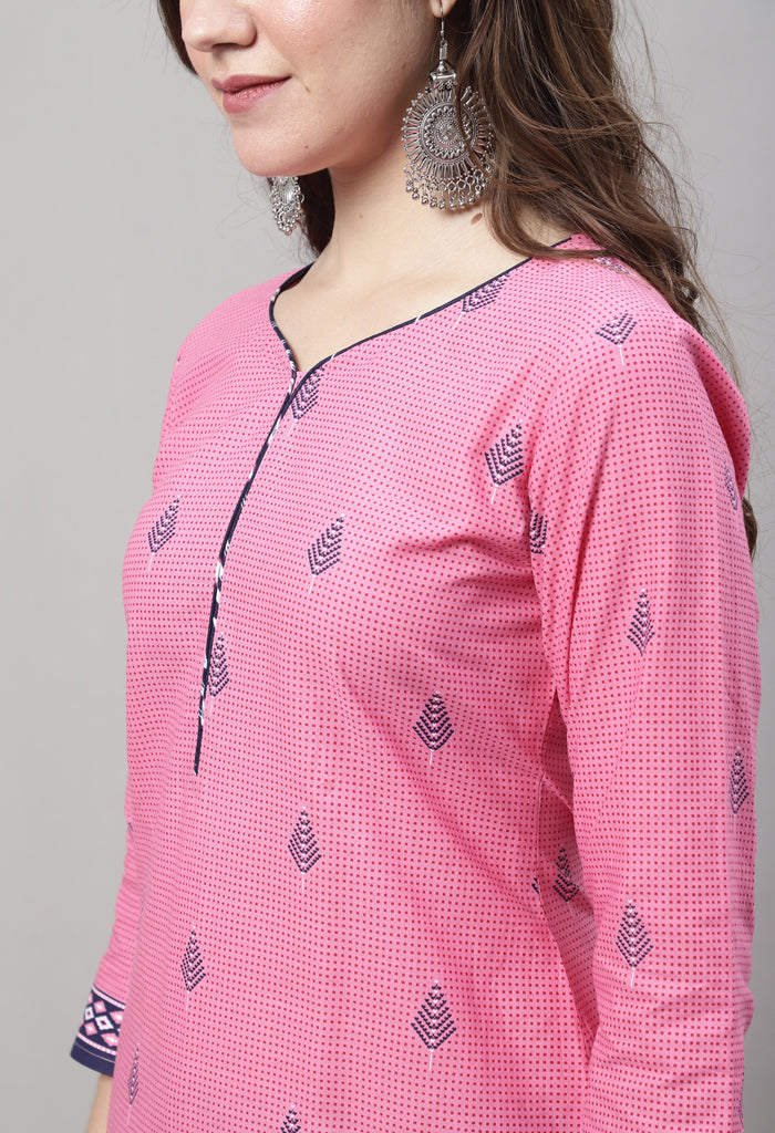 Rajnandini Pink Cotton Printed Salwar Suit