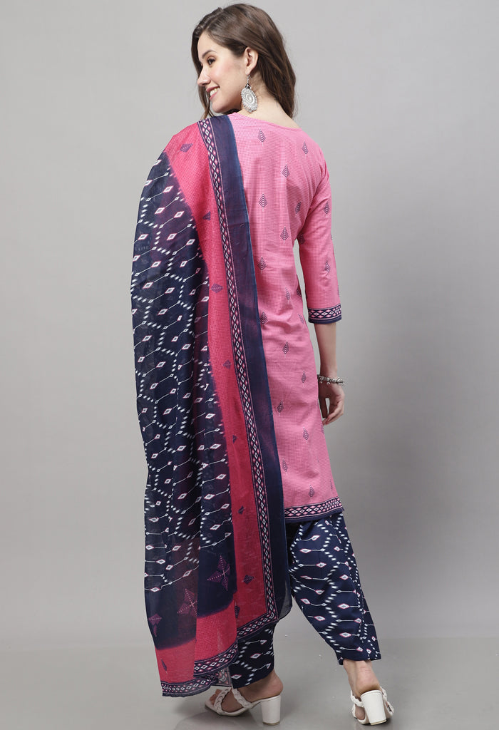 Rajnandini Pink Cotton Printed Salwar Suit