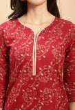 Maroon Cotton Printed Salwar Suit