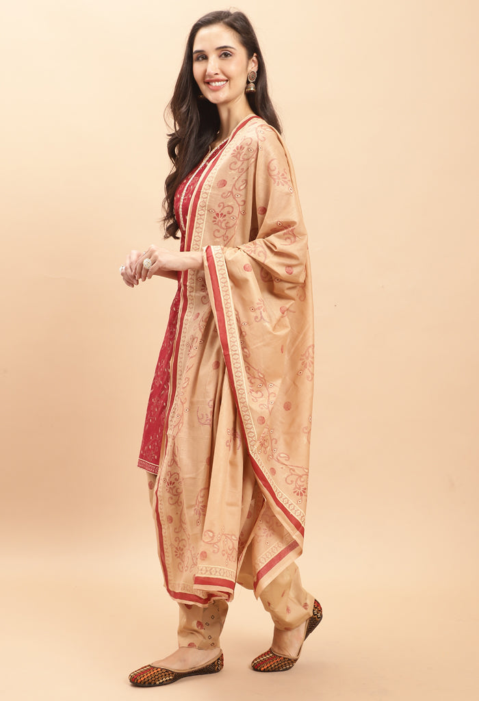 Rajnandini Maroon Cotton Printed Salwar Suit